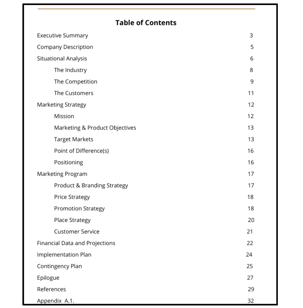 The Creative Cafe marketing plan financial projections showing revenue forecasts and marketing budget allocation